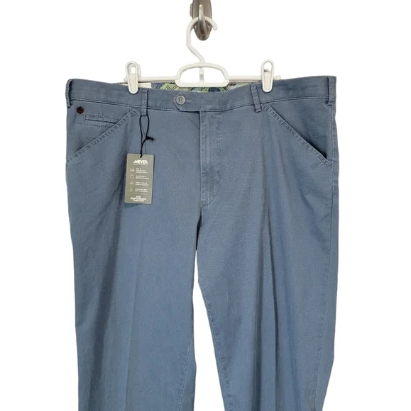 NWT Meyer Micro-Print Organic Cotton Chinos Chicago in blue - Picture 3 of 7